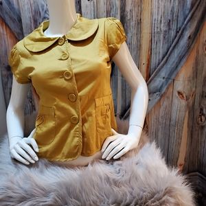 Women's mustard yellow button down blouse